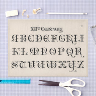 Antique 12th Century Typography Tissue Paper