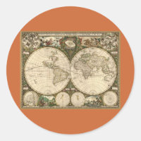 Antique 1660 World Map by Frederick de Wit