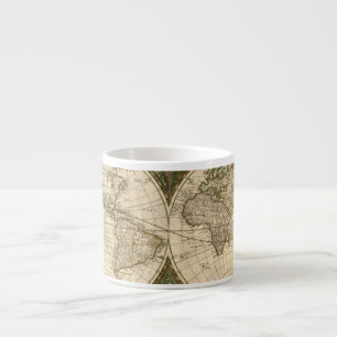 Antique 1660 World Map by Frederick de Wit Espresso Cup