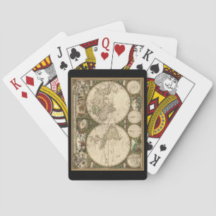 Antique 1660 World Map by Frederick de Wit Playing Cards