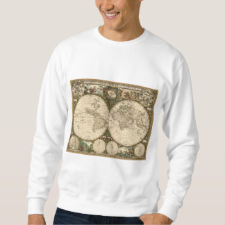 Antique 1660 World Map by Frederick de Wit Sweatshirt