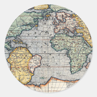 Antique 16th Century World Map Classic Round Sticker