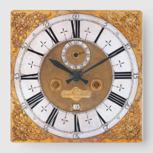 Antique 1700 Thomas Tompion Print Square Wall Clock