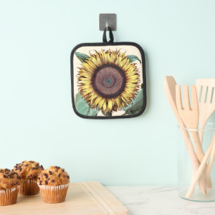 Antique 1713 Large Sunflower Print Pot Holder