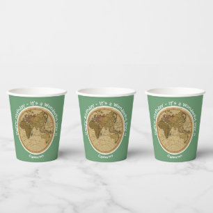 Antique 1786 Eastern Hemisphere Map Theme Party Paper Cups