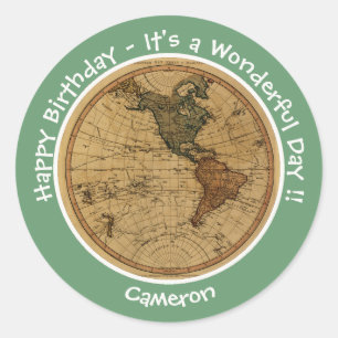 Antique 1786 Western Hemisphere Map Theme Party Classic Round Sticker