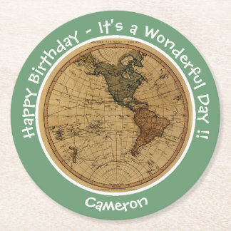 Antique 1786 Western Hemisphere Map Theme Party Round Paper Coaster