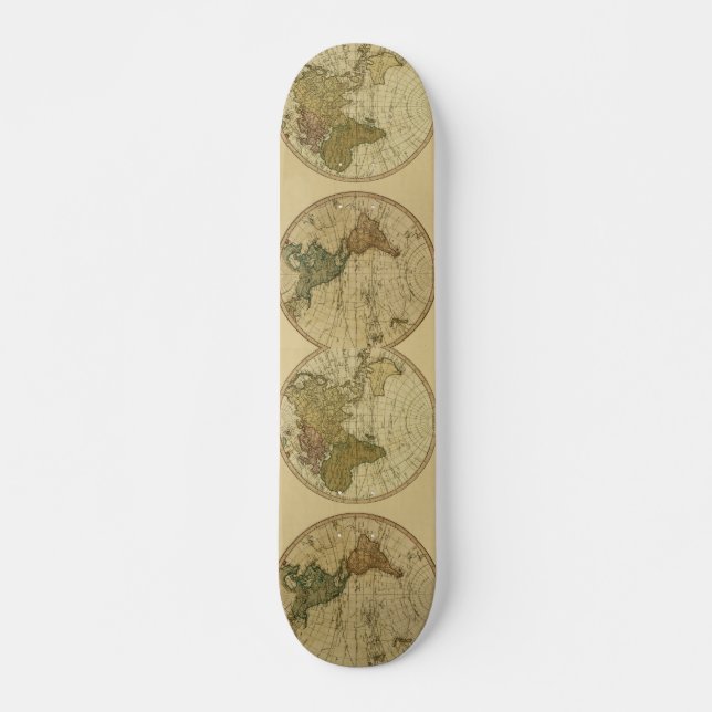 Antique 1786 World Map by William Faden Skateboard (Front)
