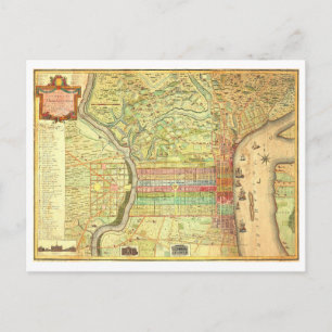Antique 1802 Philadelphia Street Map Postcard