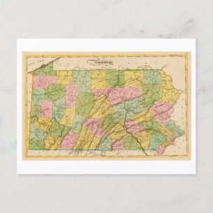 Antique 1815 Map of Pennsylvania Postcard