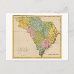 Antique 1815 Map of South Carolina Postcard