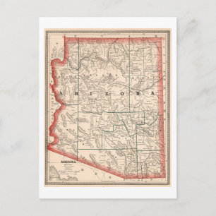 Antique 1883 Map of Arizona Postcard