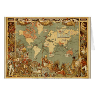 Antique 1886 World Map British Empire Poster