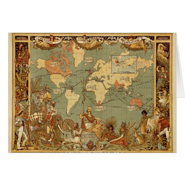 Antique 1886 World Map British Empire Poster (Front Horizontal)
