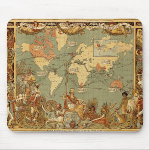 Antique 1886 World Map British Empire Poster Mouse Pad