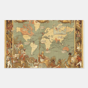 Antique 1886 World Map British Empire Poster Rectangular Sticker