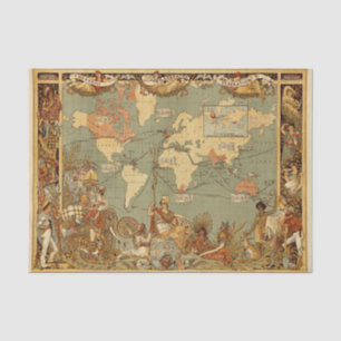 Antique 1886 World Map British Empire Poster Tissue Paper