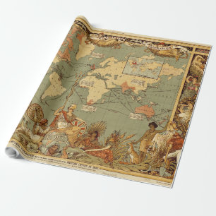 Antique 1886 World Map British Empire Poster Wrapping Paper