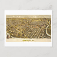 Antique 1891 Map of Fort Worth, Texas,