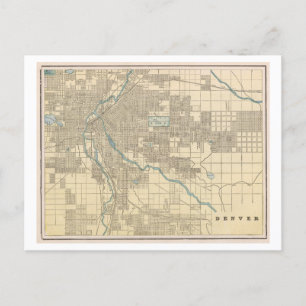 Antique 1899 Map of Denver, Colorado Postcard