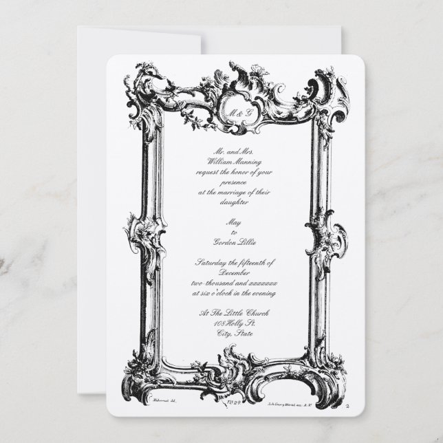 Antique 18th Century Baroque Rococo Frame Invitation (Front)