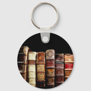 Antique 18th Century Design Leather Binding books Key Ring
