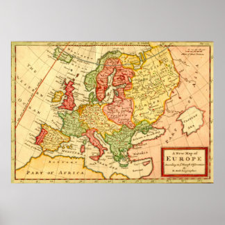 Antique 18th Century Map of Europe Herman Moll Poster