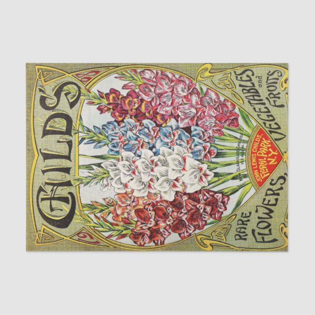 Antique 1908 Gladiolus Garden Catalogue Tissue Pap Tissue Paper (Front)