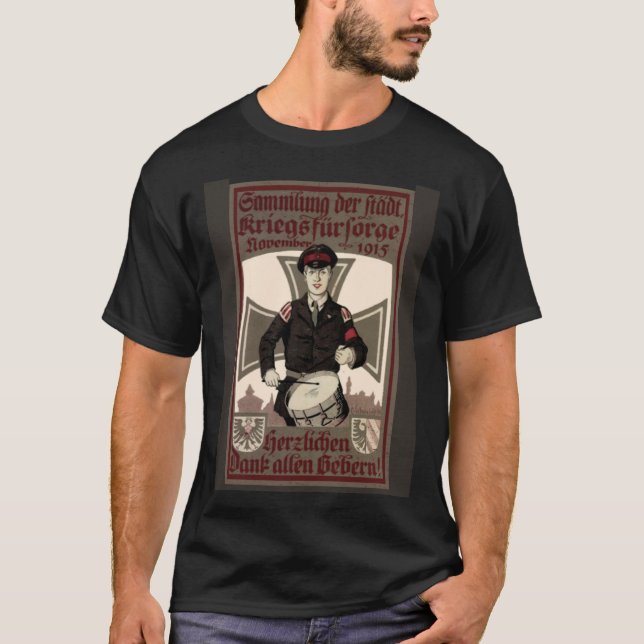 Antique 1915 German Poster World History T-Shirt (Front)