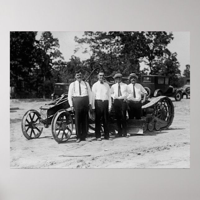 Antique 1920s  Road Construction Equipment Poster (Front)