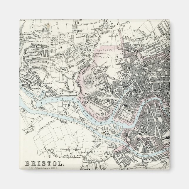 Antique 19th Century Map of Bristol England Magnet (Front)