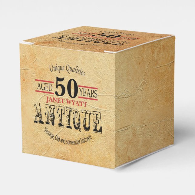 Antique 50th Birthday Design Favour Box (Front Side)