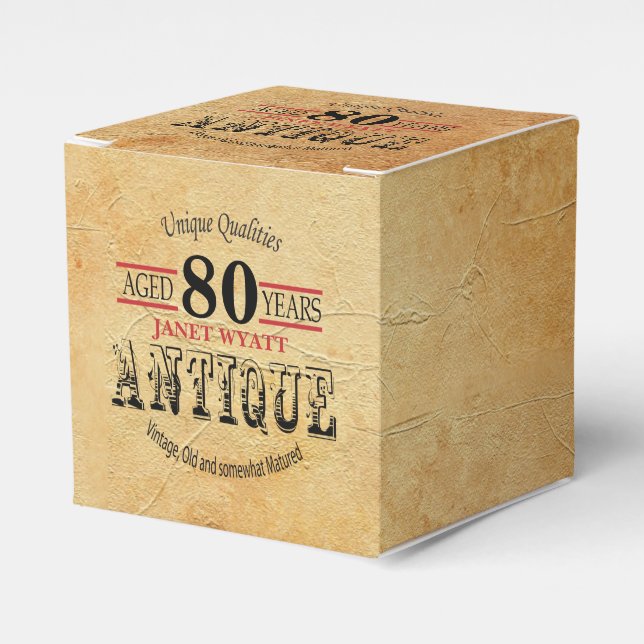 Antique 80th Birthday Design Favour Box (Front Side)