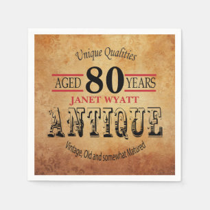 Antique 80th Birthday Design Napkin