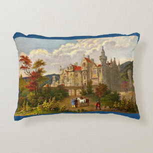 antique Abbotsford House print Decorative Cushion