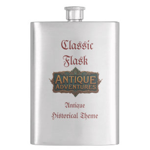 Antique Adventures Typography Art Timeless - Hip Flask