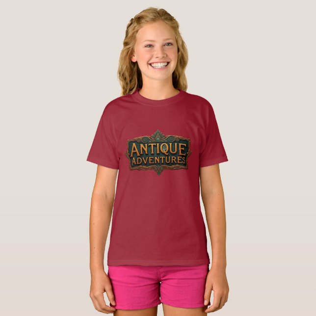 Antique Adventures Typography Art Timeless -  T-Shirt (Front Full)