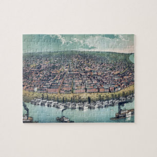 Antique Aerial Map of Saint Louis, Missouri, 1859 Jigsaw Puzzle