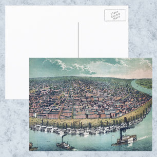 Antique Aerial Map of Saint Louis, Missouri, 1859 Postcard