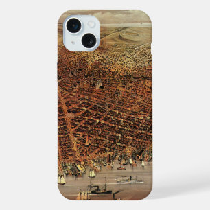 Antique Aerial Map, San Francisco City, California iPhone 15 Plus Case