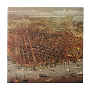 Antique Aerial Map, San Francisco City, California Tile