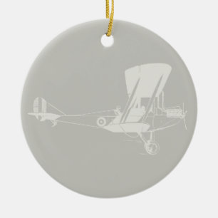 Antique Aeroplane Art CUSTOM COLOR Ceramic Tree Decoration