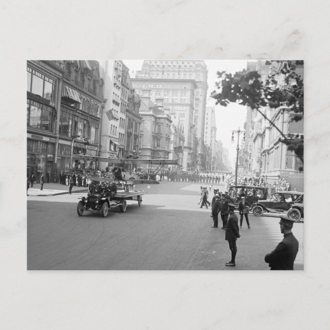 Antique Aeroplane on Parade, early 1900s Postcard (Front)