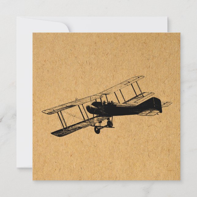 Antique Aeroplane Vintage Plane Aviation Art Holiday Card (Front)