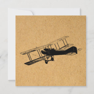 Antique Aeroplane Vintage Plane Aviation Art Holiday Card