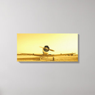 Antique Aeroplane Wings Sepia Wrapped Canvas