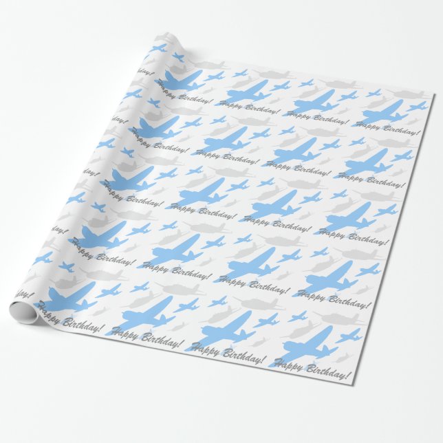 Antique Aeroplane Wrapping Paper (Unrolled)