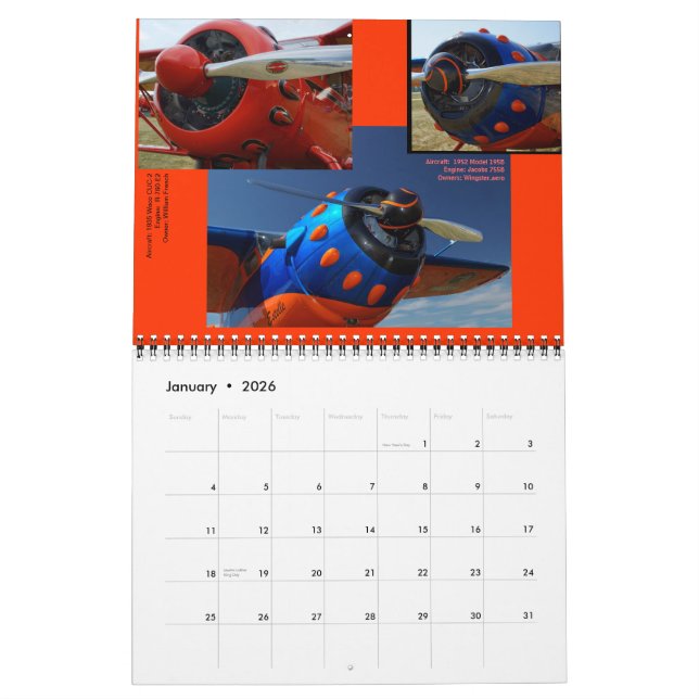 Antique Aircraft Engines standard size 2014 Calendar (Jan 2026)
