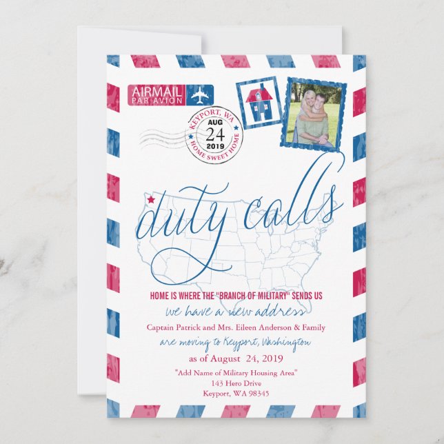 Antique Airmail Military Moving Announcement (Front)