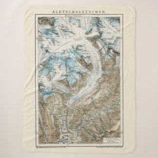 Antique Aletsch Glacier map Sherpa Blanket